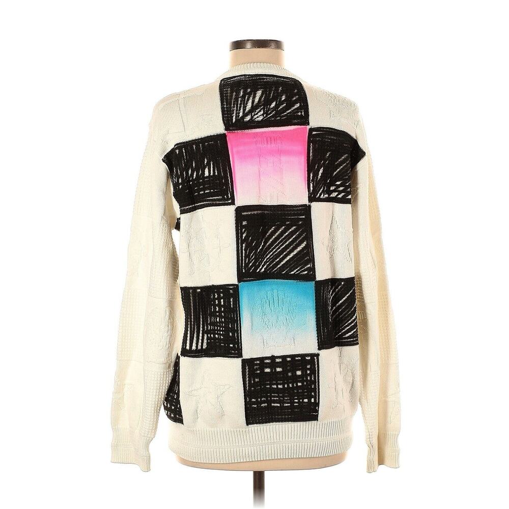 Bossi Sportswear Boston White Fisherman Knit Sweater Graphic Spray paint Small